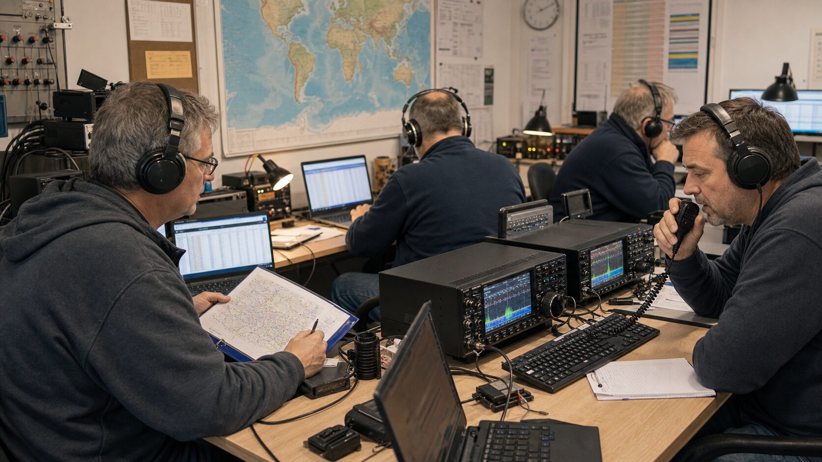 Amateur radio contest team operating a national association station