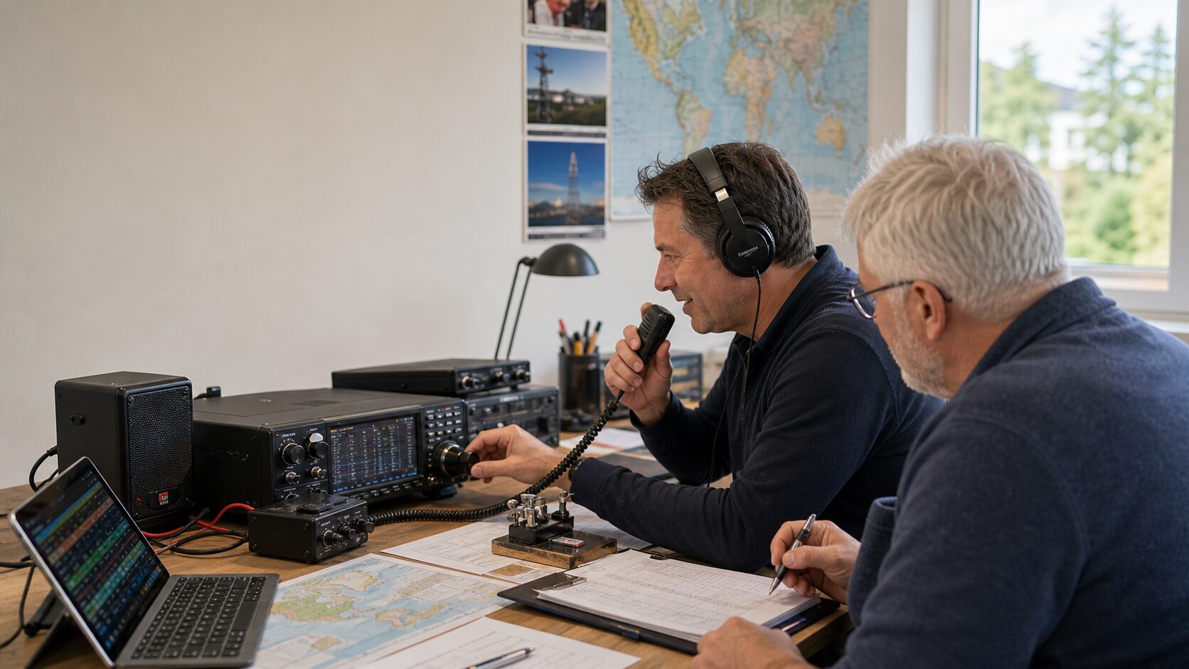 Amateur radio special event operators at a community club station