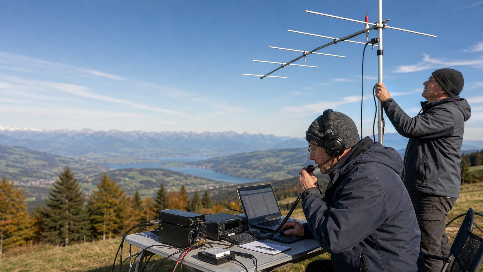 Autumn Swiss hilltop 144 MHz VHF contest station